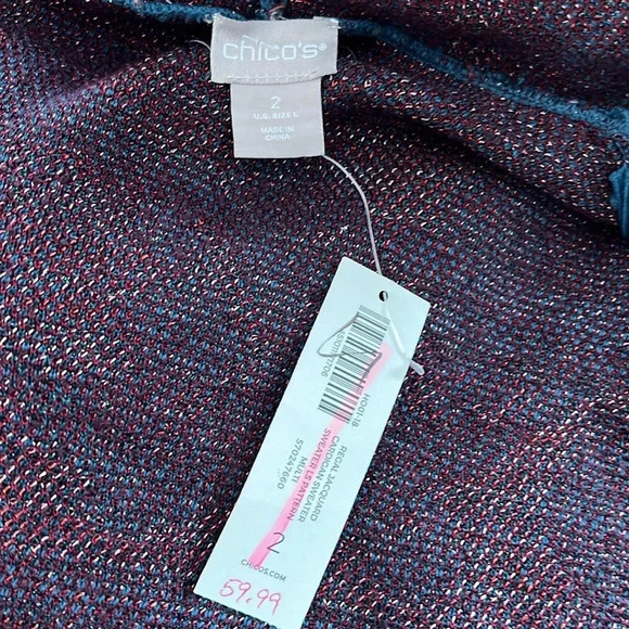 Chico’s Tapestry Regal Jacquard Open Front Cardigan Sweater LS Multi 2/L NWT - Picture 10 of 14